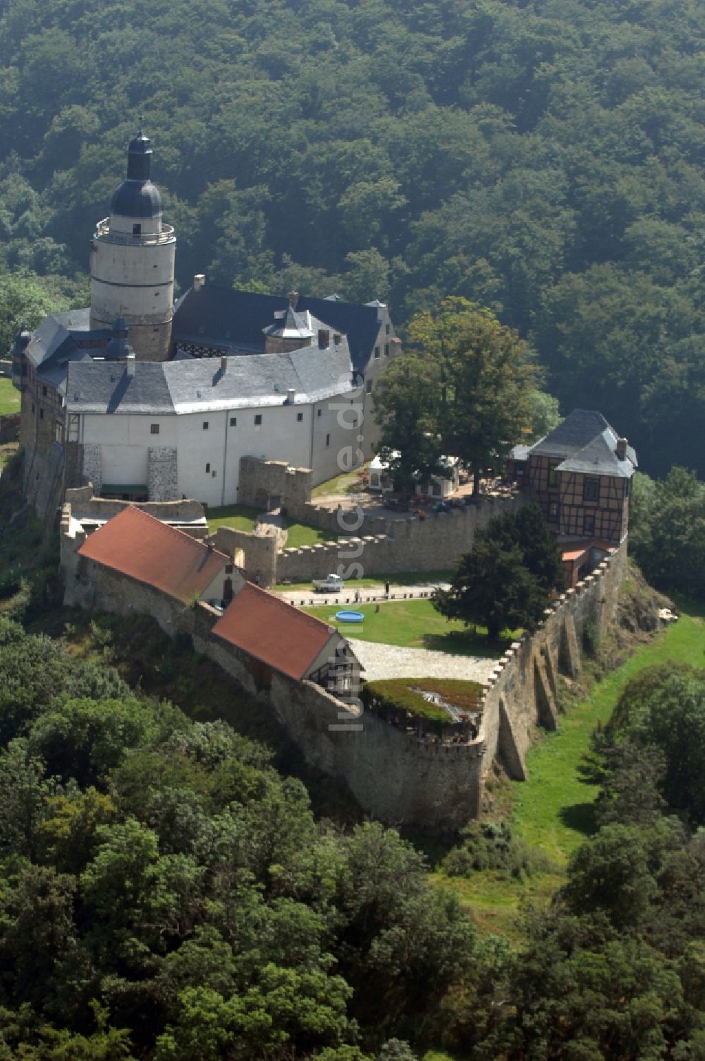 Luftaufnahme Falkenstein/Harz - Burganlage der Veste in Falkenstein/Harz im Bundesland Sachsen-Anhalt, Deutschland