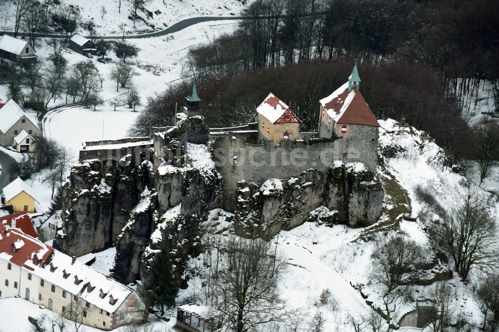 Kirchensittenbach aus der Vogelperspektive: Burganlage der Veste Felsburg am Hohenstein in Kirchensittenbach im Bundesland Bayern