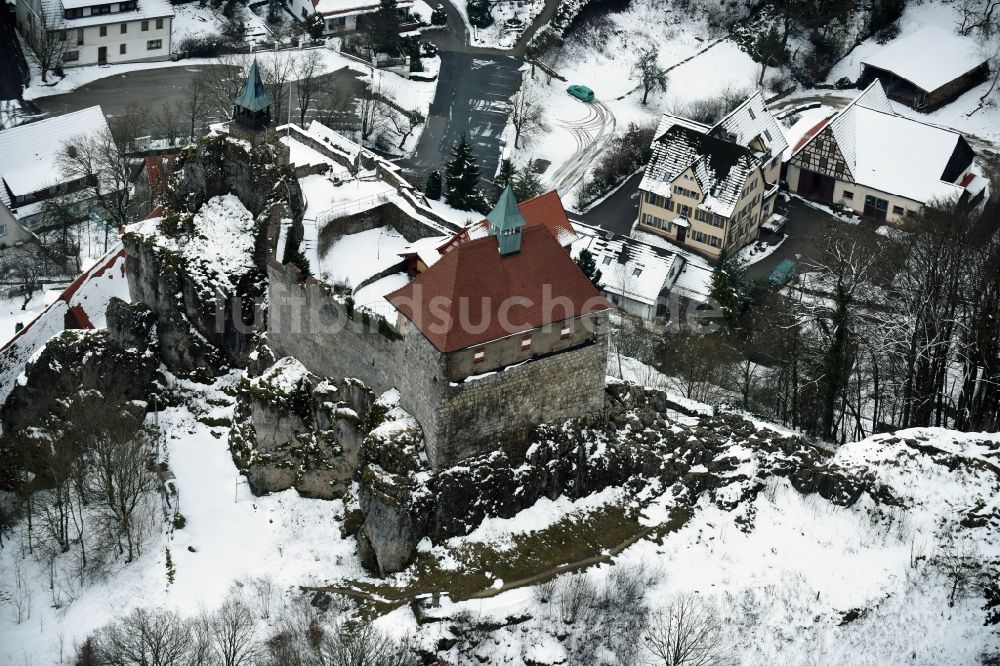 Luftaufnahme Kirchensittenbach - Burganlage der Veste Felsburg am Hohenstein in Kirchensittenbach im Bundesland Bayern