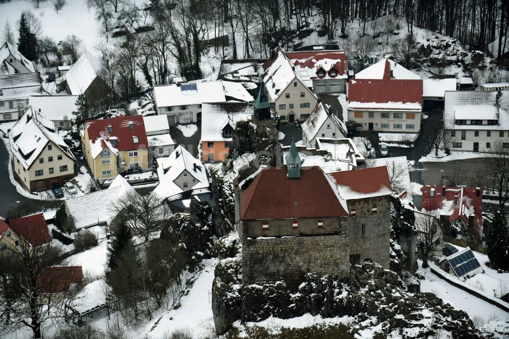 Luftbild Kirchensittenbach - Burganlage der Veste Felsburg am Hohenstein in Kirchensittenbach im Bundesland Bayern