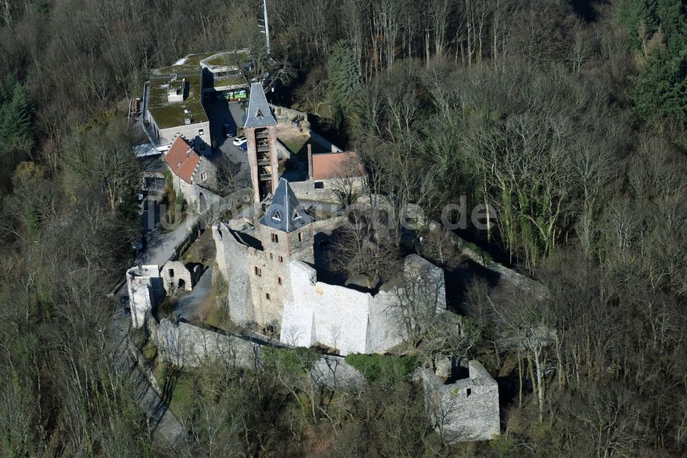 Luftbild Nieder-Beerbach - Burganlage der Veste Frankenstein in Nieder-Beerbach im Bundesland Hessen