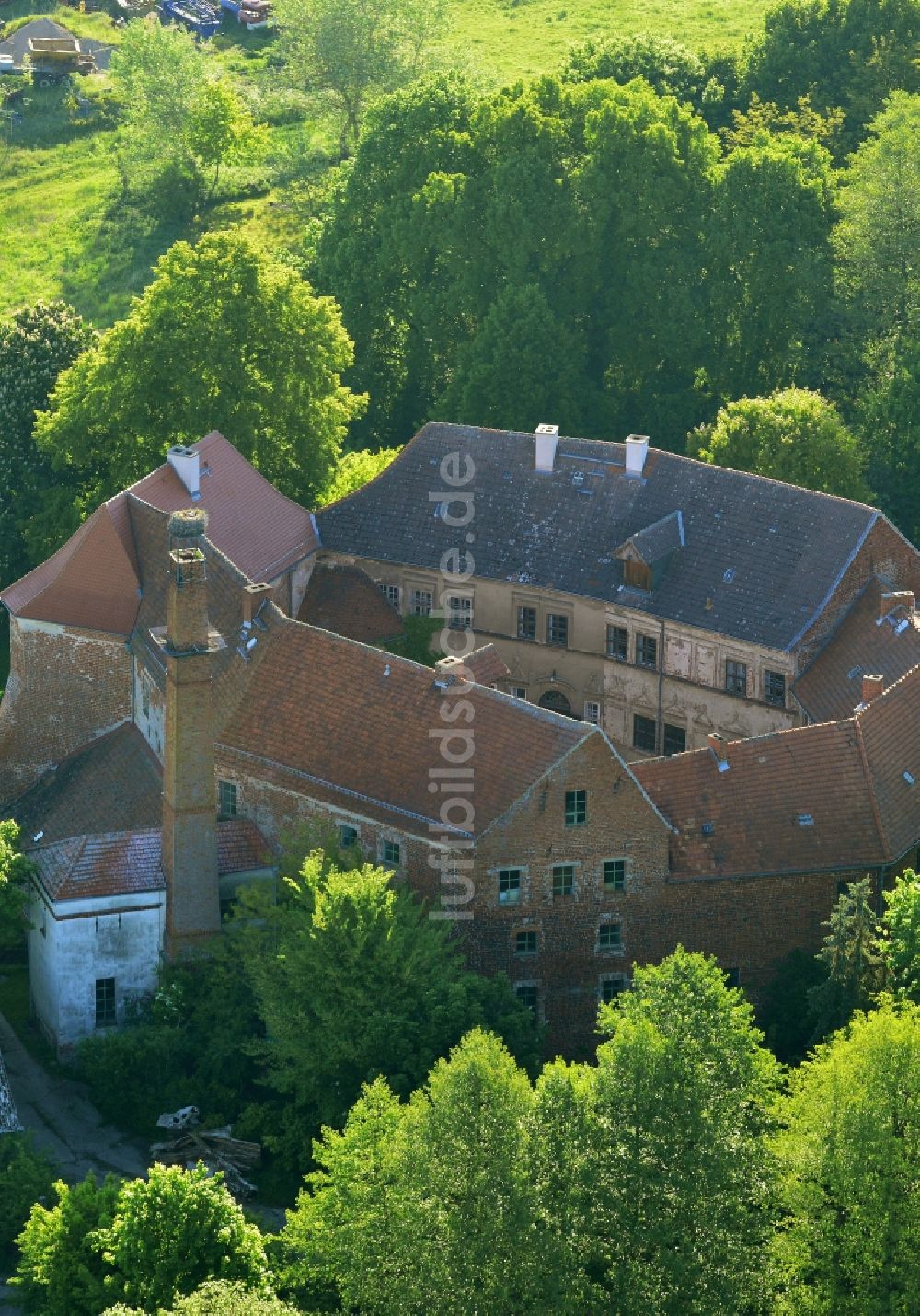 Goldbeck, Wittstock/Dosse aus der Vogelperspektive: Burganlage der Veste in Goldbeck, Wittstock/Dosse im Bundesland Brandenburg