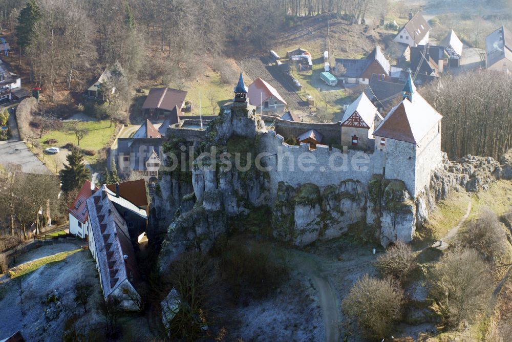 Luftaufnahme Kirchensittenbach - Burganlage der Veste Hohenstein in Kirchensittenbach im Bundesland Bayern, Deutschland