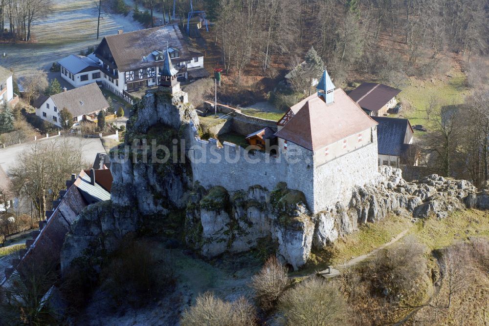 Luftbild Kirchensittenbach - Burganlage der Veste Hohenstein in Kirchensittenbach im Bundesland Bayern, Deutschland