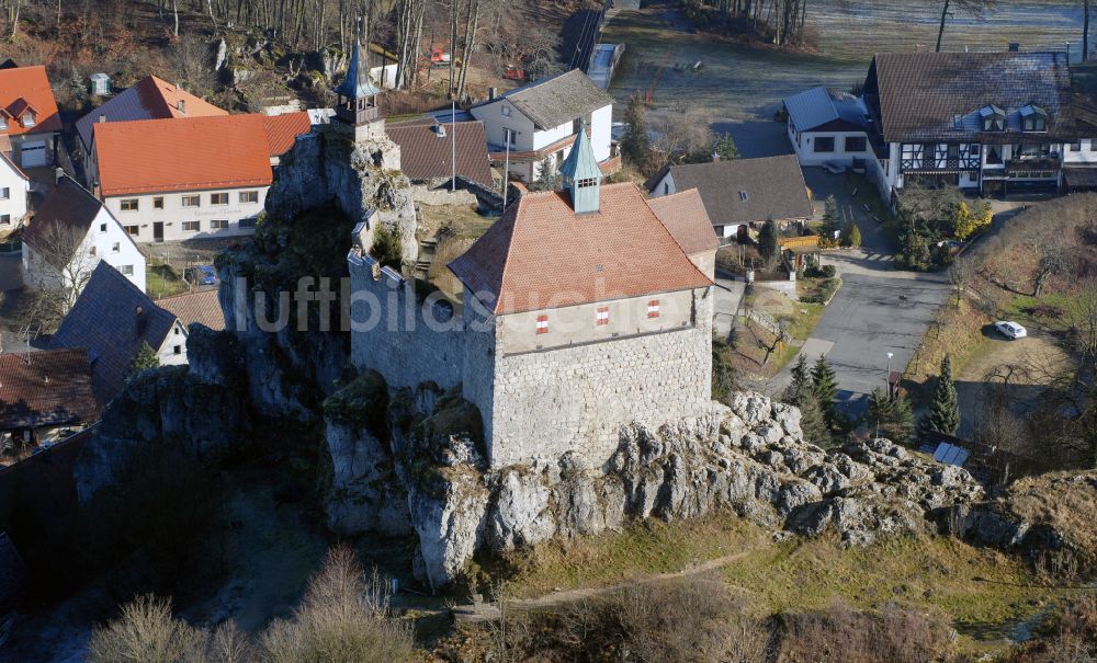 Kirchensittenbach aus der Vogelperspektive: Burganlage der Veste Hohenstein in Kirchensittenbach im Bundesland Bayern, Deutschland