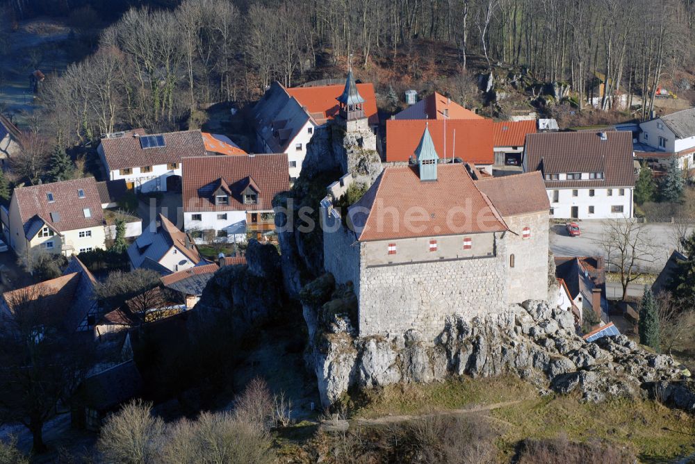 Luftbild Kirchensittenbach - Burganlage der Veste Hohenstein in Kirchensittenbach im Bundesland Bayern, Deutschland