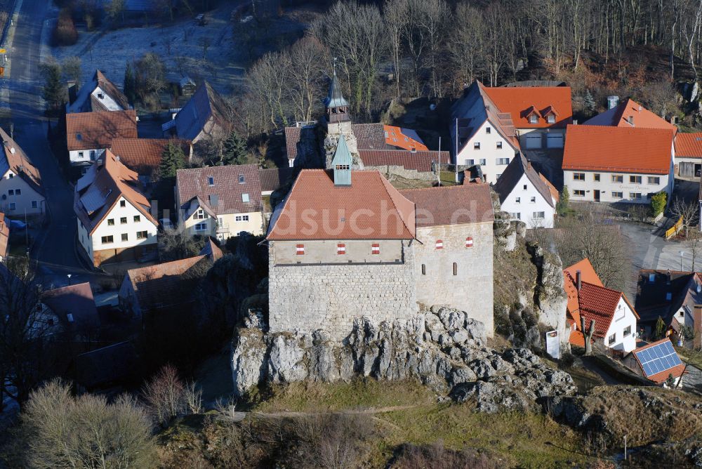 Luftaufnahme Kirchensittenbach - Burganlage der Veste Hohenstein in Kirchensittenbach im Bundesland Bayern, Deutschland