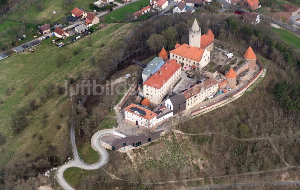 Seitenroda von oben - Burganlage der Veste Leuchtenburg in Seitenroda im Bundesland Thüringen