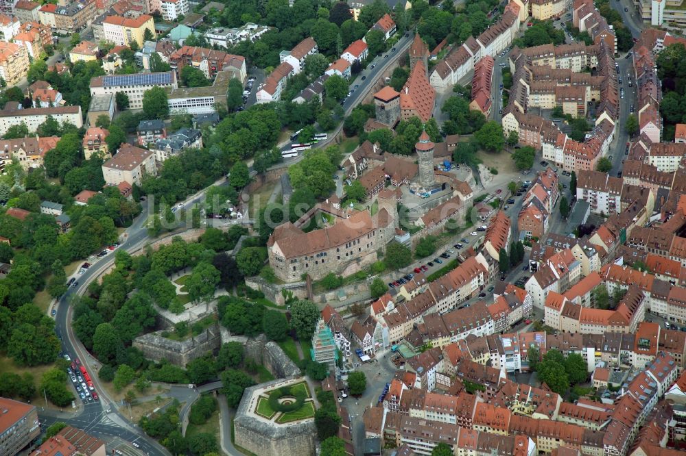 Nürnberg aus der Vogelperspektive: Burganlage der Veste Nürnberger Burg in der Altstadt von Nürnberg im Bundesland Bayern