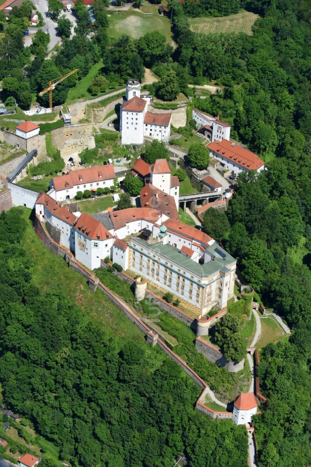 Luftbild Passau - Burganlage der Veste Oberhaus in Passau im Bundesland Bayern, Deutschland