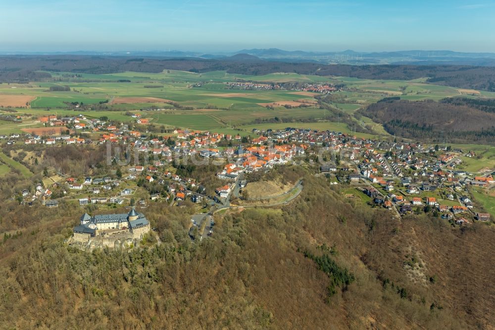 Luftbild Waldeck - Burganlage der Veste Schloss Waldeck an der Schloßstraße in Waldeck im Bundesland Hessen, Deutschland