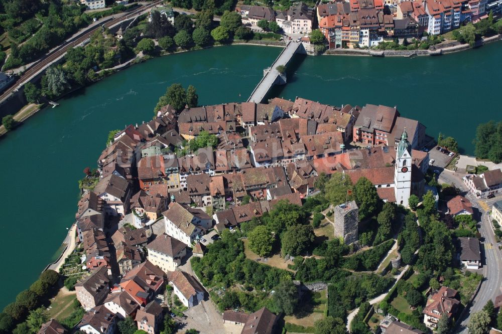 Luftbild Laufenburg - Burganlage der Veste am Ufer des Rhein in Laufenburg in Schweiz