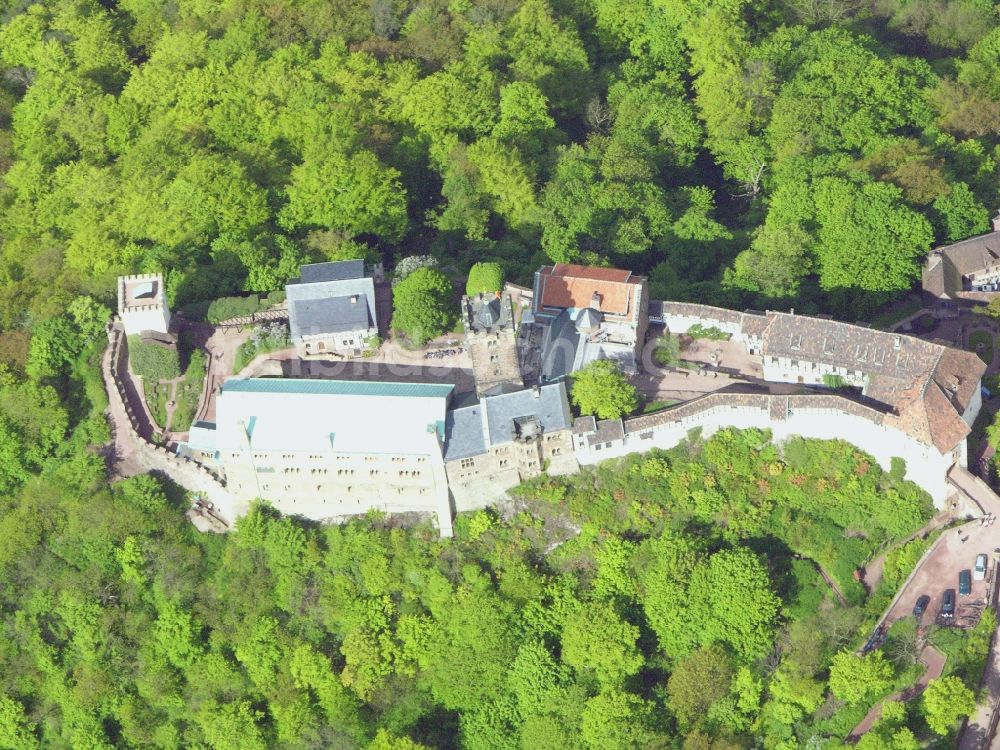 Luftbild Eisenach - Burganlage der Veste Wartburg in Eisenach im Bundesland Thüringen, Deutschland