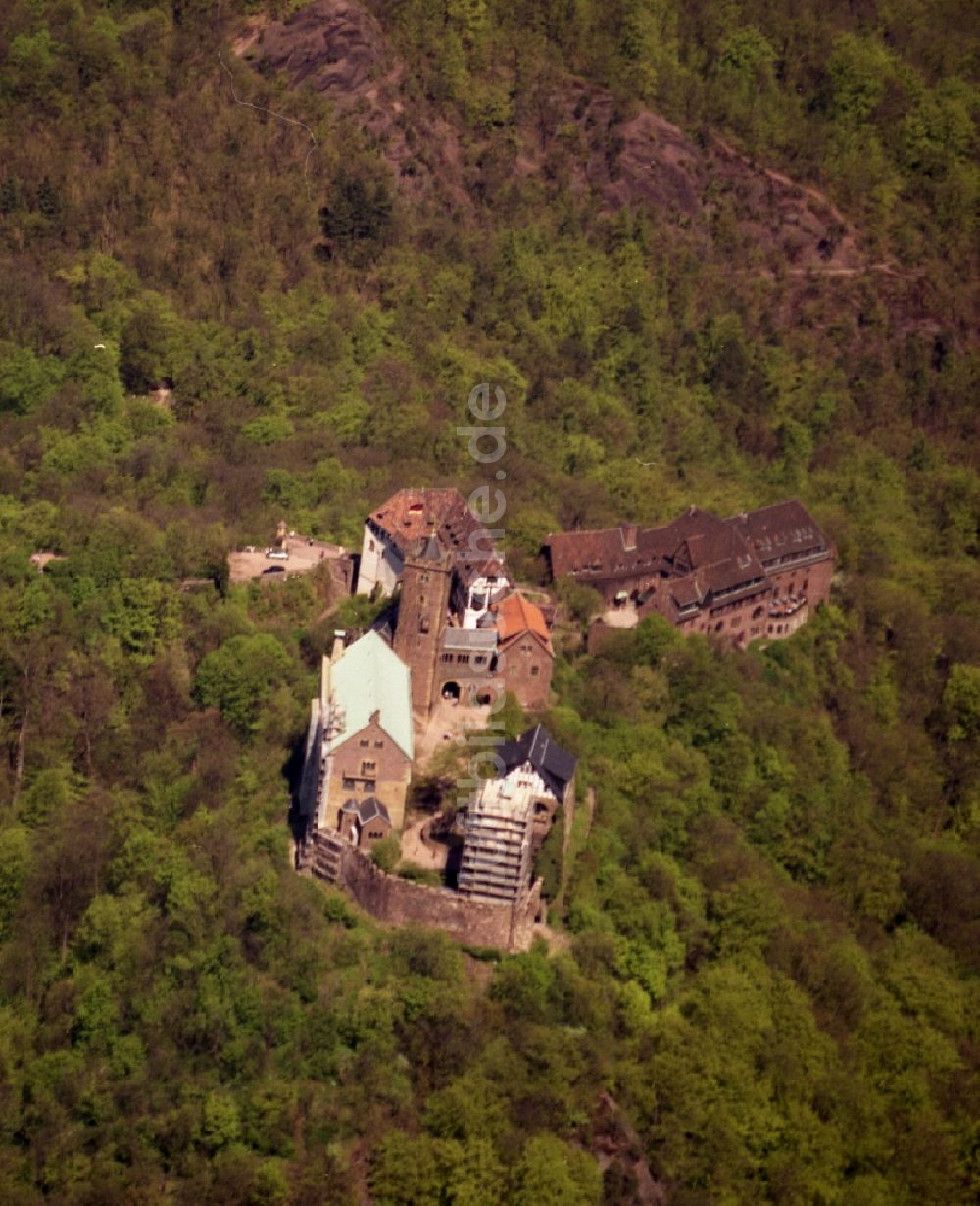 Luftbild Eisenach - Burganlage der Wartburg in Eisenach im Bundesland Thüringen