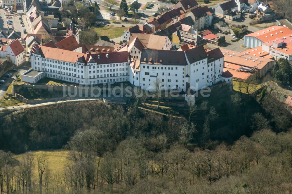 Colditz von oben - Burgmauern und Schloss in Colditz im Bundesland Sachsen, Deutschland