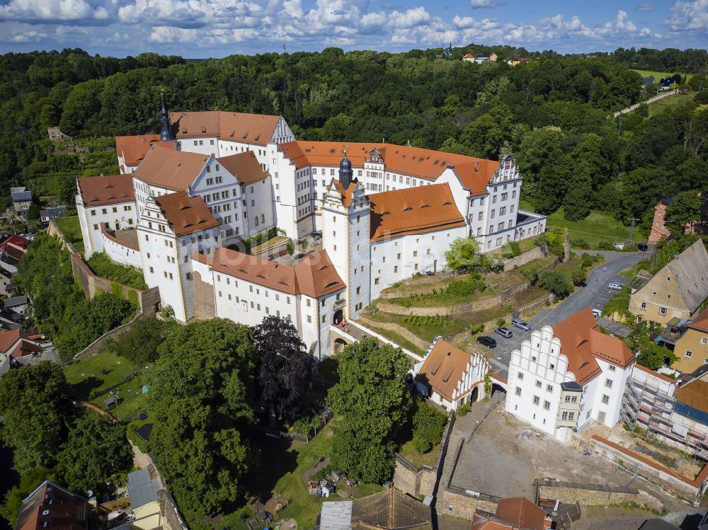 Luftaufnahme Colditz - Burgmauern und Schloss in Colditz im Bundesland Sachsen, Deutschland