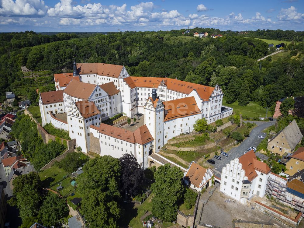 Colditz von oben - Burgmauern und Schloss in Colditz im Bundesland Sachsen, Deutschland