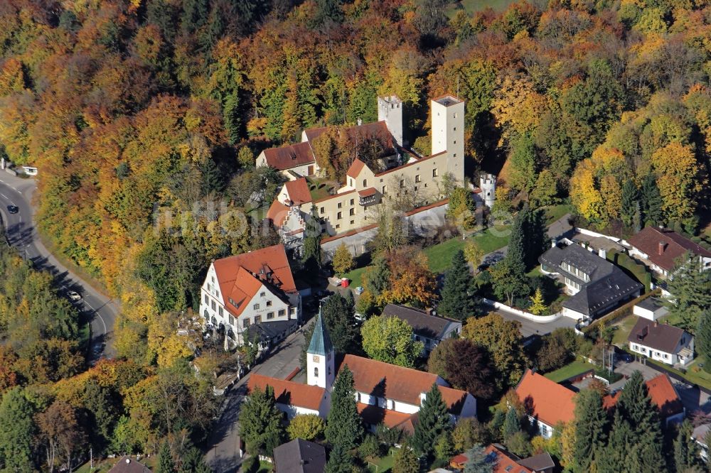 Luftaufnahme Grünwald - Burgmuseum Grünwald im Bundesland Bayern