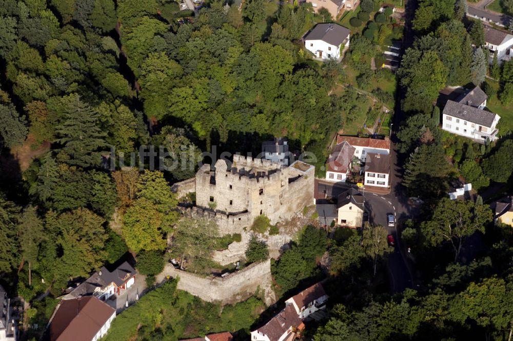 Balduinstein aus der Vogelperspektive: Burgruine Balduinstein