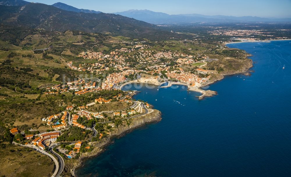 Collioure aus der Vogelperspektive: Burgruine Chateau Royal de Collioure in Collioure in Frankreich