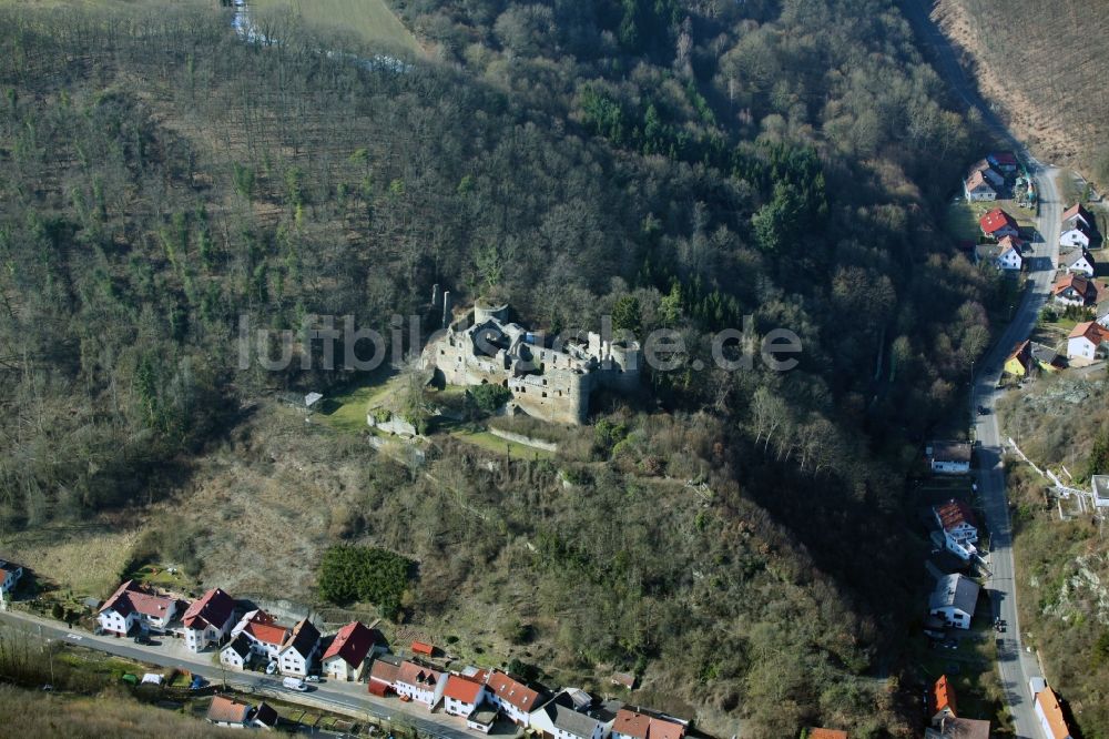 Luftbild Dalberg - Burgruine Dalburg bei Dalberg in Rheinland-Pfalz