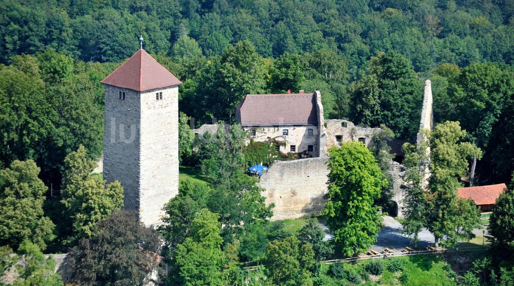 Luftaufnahme Ostheim v.d. Rhön - Burgruine Lichtenburg in Bayern