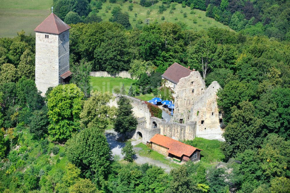 Luftaufnahme Ostheim v.d. Rhön - Burgruine Lichtenburg in Bayern