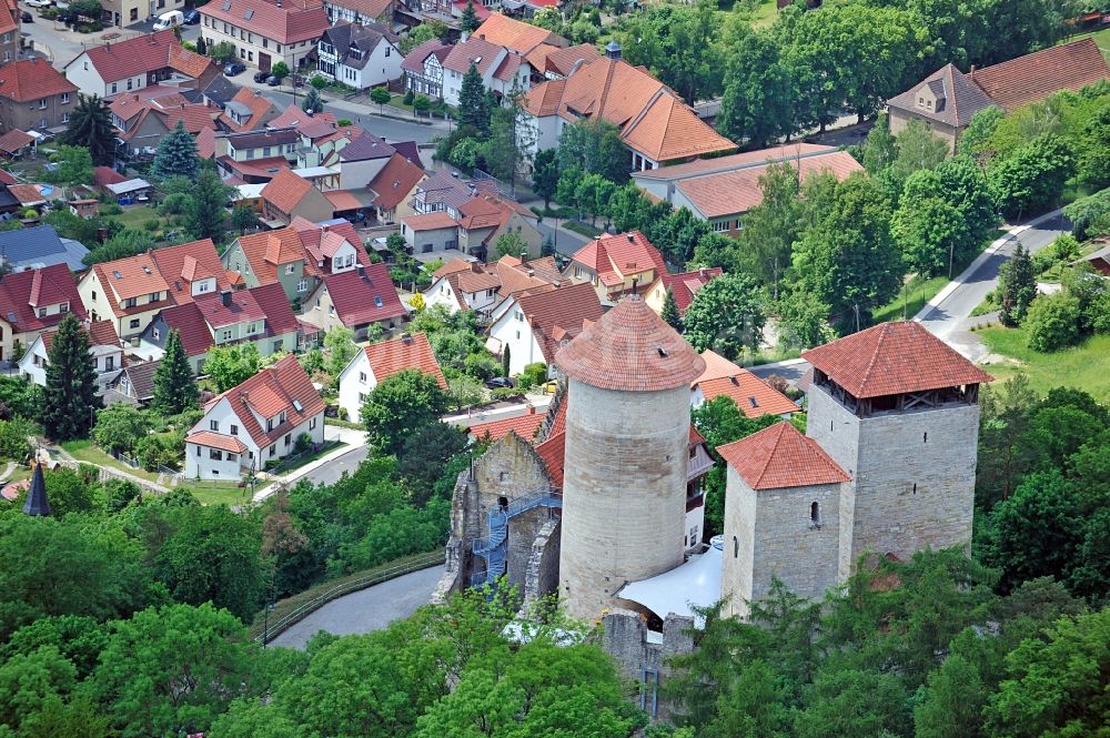 Luftaufnahme Treffurt - Burgruine Normannstein in Treffurt im Bundesland Thüringen