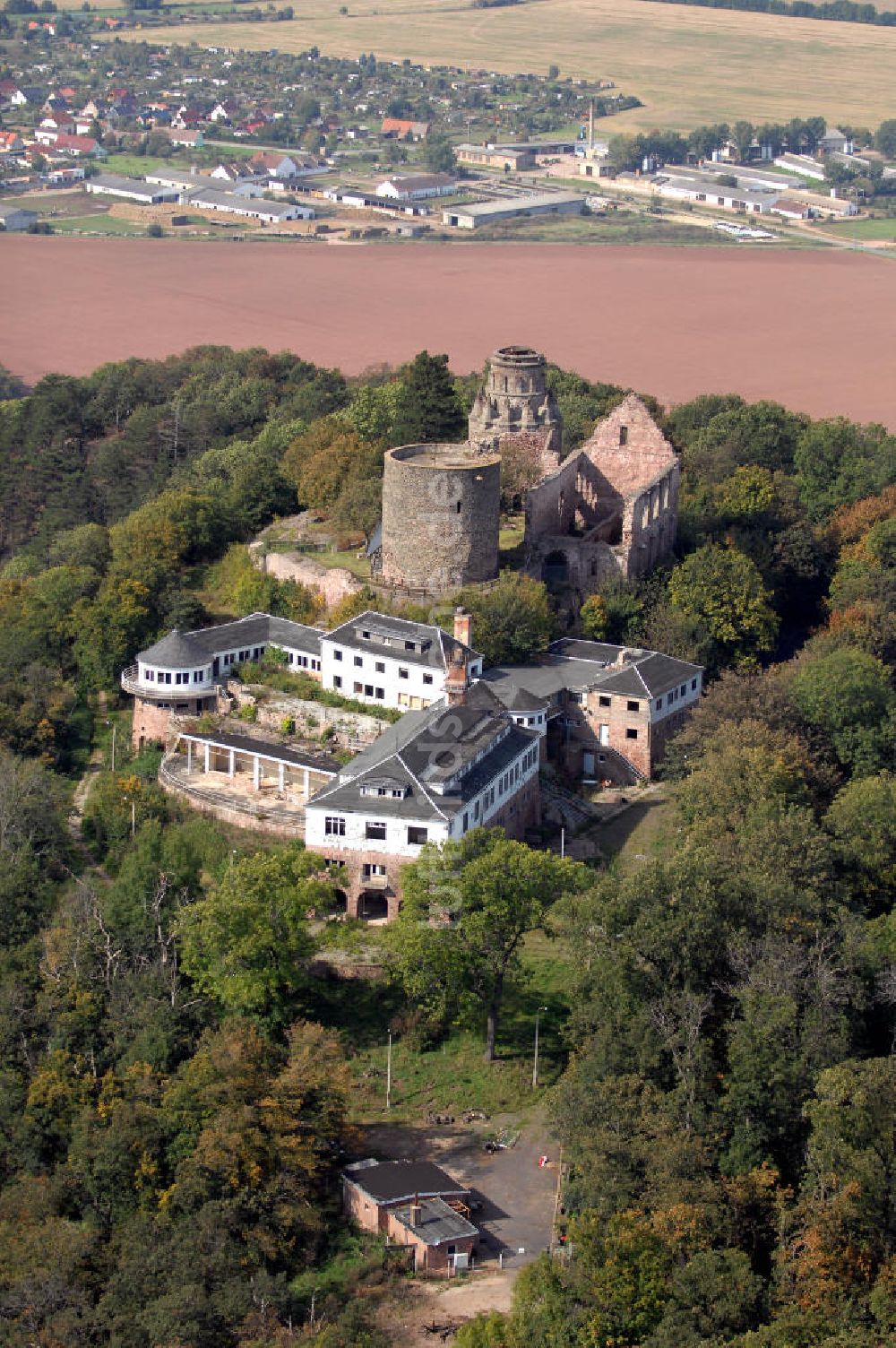 Steinthaleben von oben - Burgruine Rothenburg in Steinthaleben