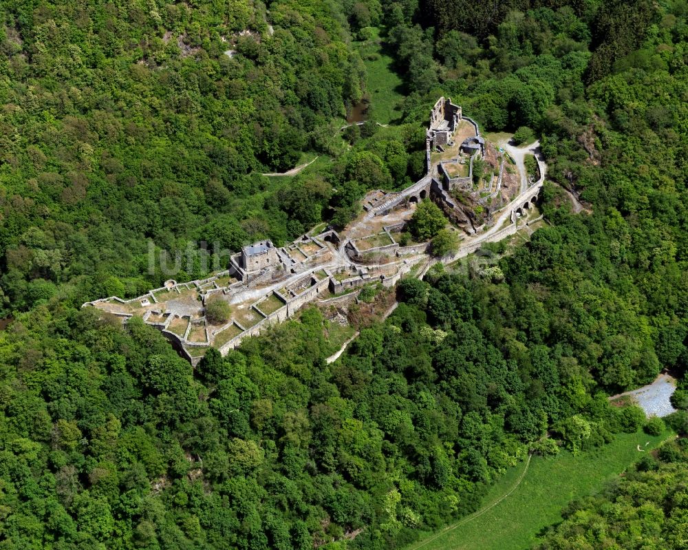 Schneppenbach aus der Vogelperspektive: Burgruine Schmidtburg bei Schneppenbach im Bundesland Rheinland-Pfalz