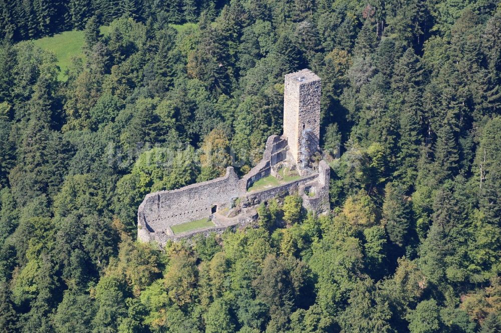 Luftaufnahme Wieladingen - Burgruine Wieladingen im Hotzenwald bei Bad Säckingen in Baden-Württemberg, Deutschland