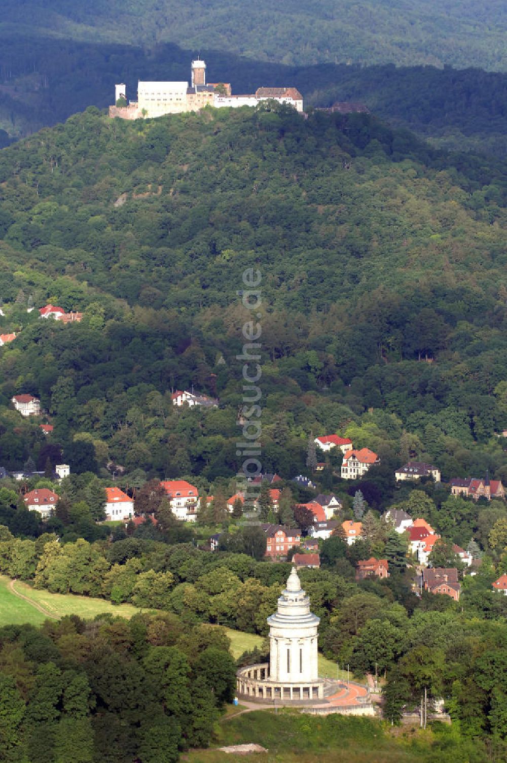 Luftaufnahme Eisenach - Burschenschaftsdenkmal und Wartburg bei Eisenach