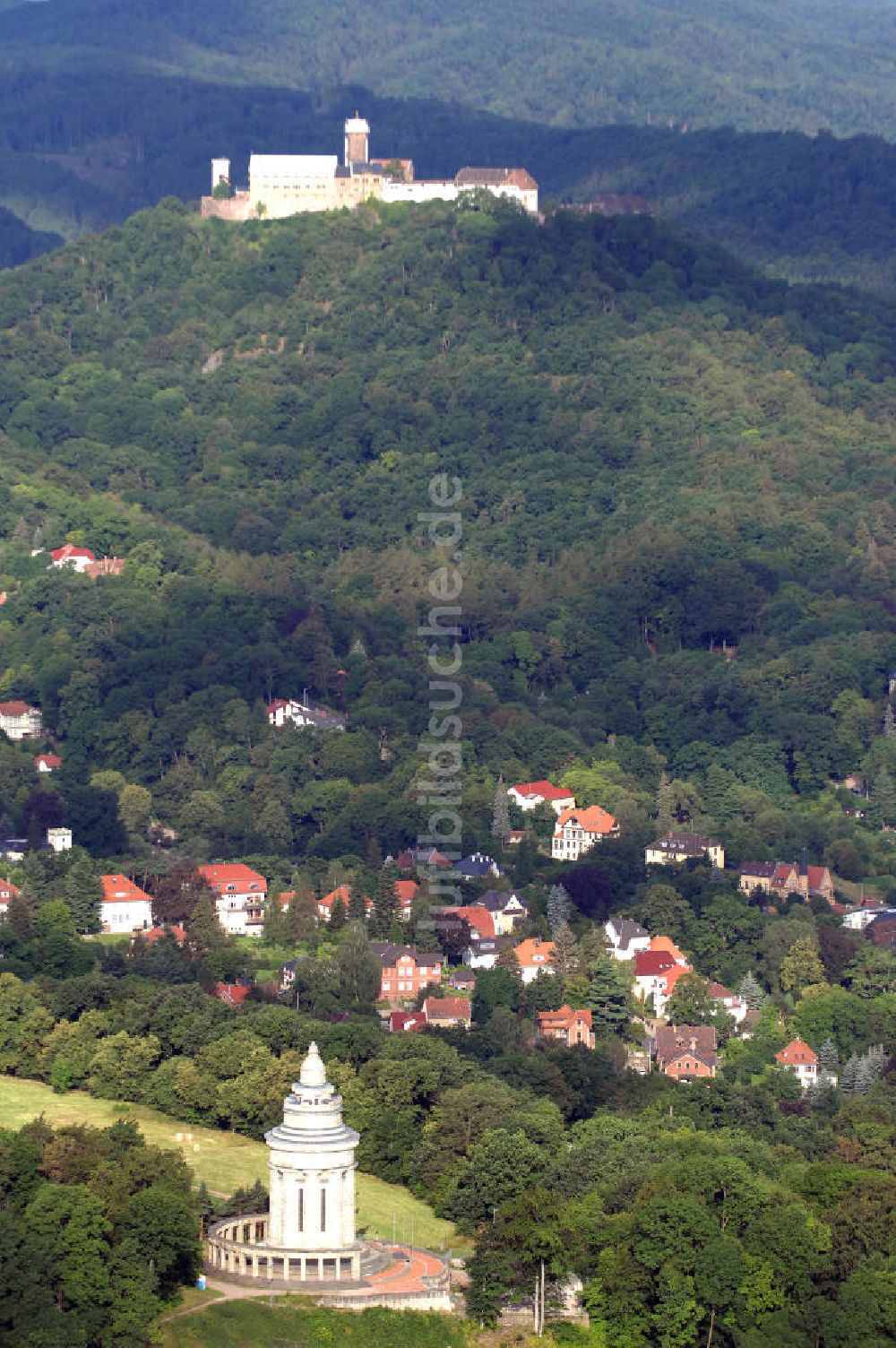 Eisenach von oben - Burschenschaftsdenkmal und Wartburg bei Eisenach