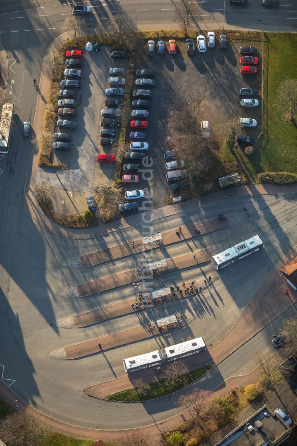 Luftbild Werl - Bus- Bahnhof der Verkehrsbetriebe Verkehrsgesellschaft Breitenbach mbH & Co. KG in Werl im Bundesland Nordrhein-Westfalen, Deutschland