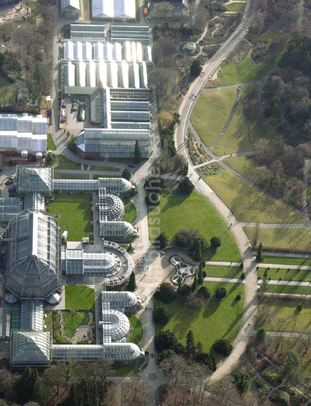 Berlin - Dahlem aus der Vogelperspektive: Butanischer Garten in Berlin Dahlem