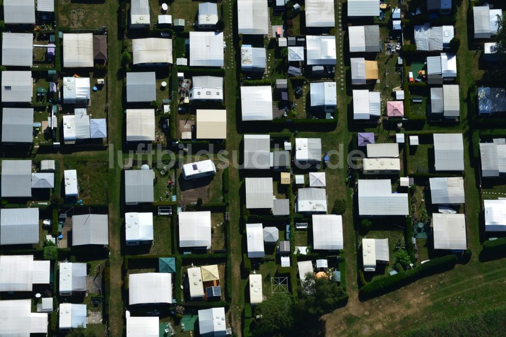 Magdeburg Barleben von oben - Campingplatz - Landschaft mit Wohnwagen und Zelten in Magdeburg Barleben im Bundesland Sachsen-Anhalt