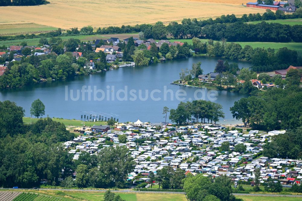 Luftaufnahme Ternsche - Campingplatz am Seeufer Temscher See in Ternsche im Bundesland Nordrhein-Westfalen, Deutschland