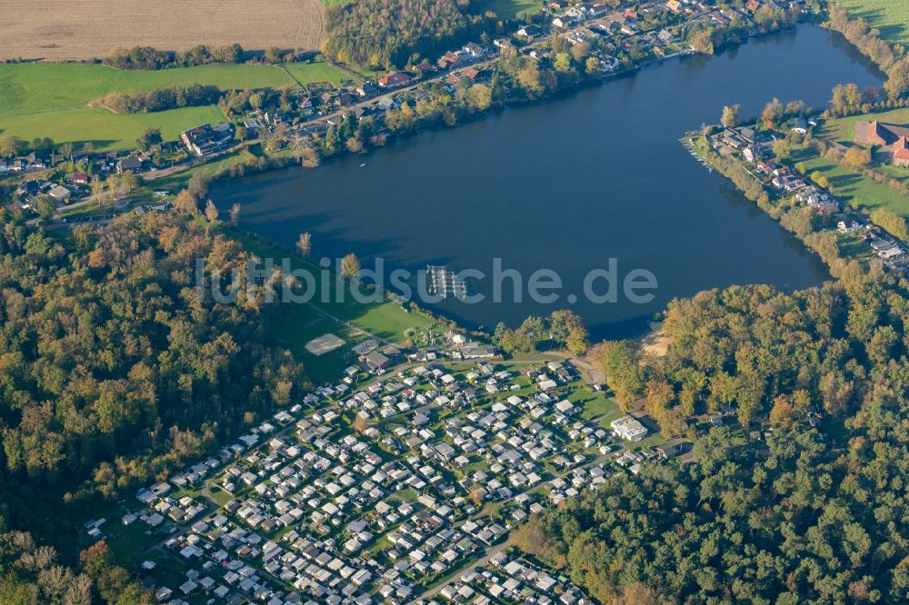 Luftaufnahme Ternsche - Campingplatz am Seeufer Temscher See in Ternsche im Bundesland Nordrhein-Westfalen, Deutschland