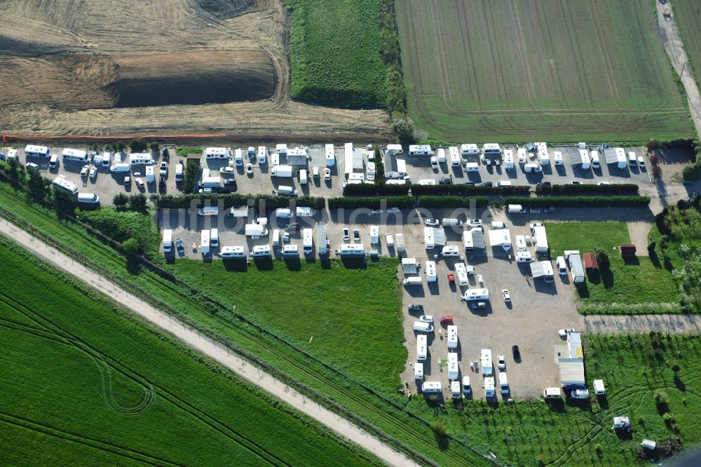 Luftaufnahme Saint-Cyr-l'Ecole - Campingplatz mit Wohnwagen in Saint-Cyr-l'Ecole in Ile-de-France, Frankreich