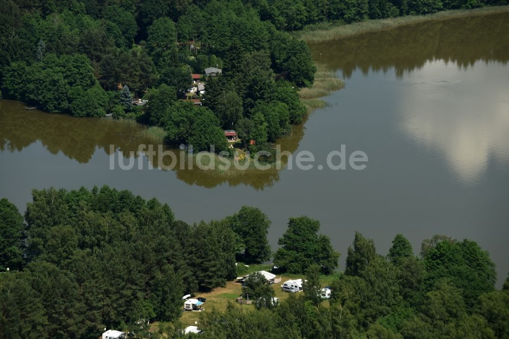 Luftbild Zechlinerhütte - Campingplatz mit Wohnwagen in Zechlinerhütte im Bundesland Brandenburg