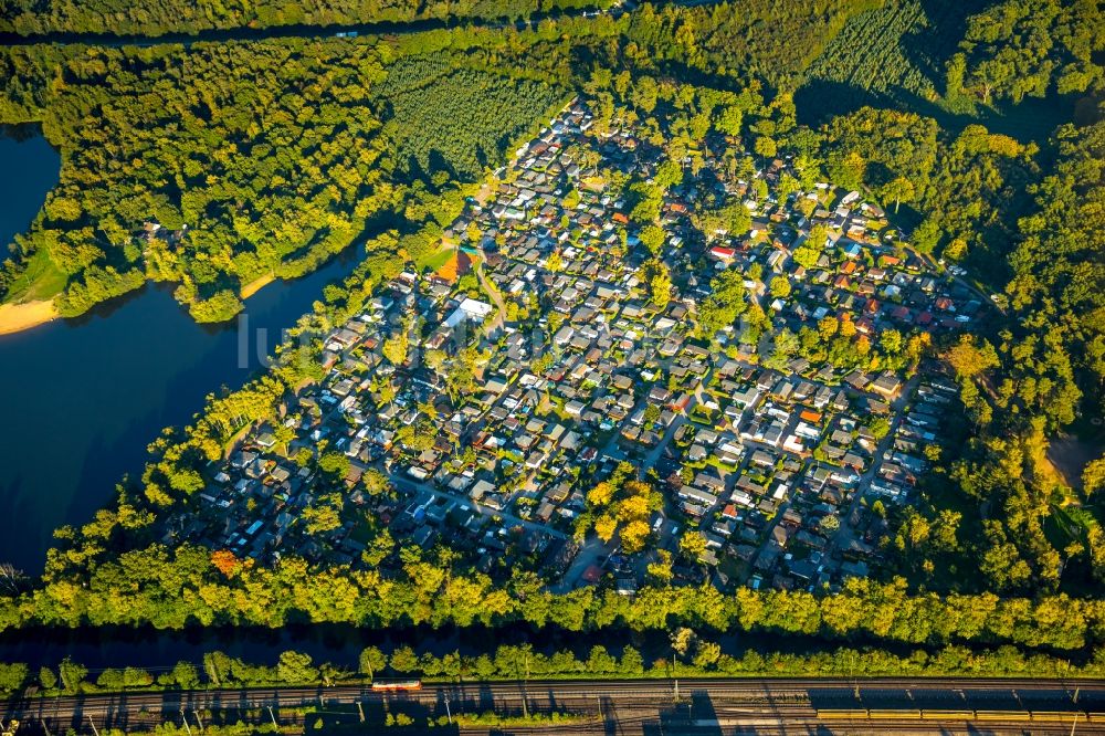 Luftbild Mülheim an der Ruhr - Campingplatz mit Wohnwagen und Zelten in Mülheim an der Ruhr im Bundesland Nordrhein-Westfalen