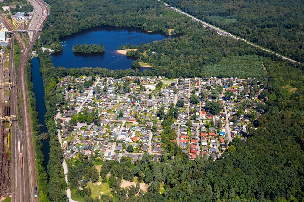 Luftbild Mülheim an der Ruhr - Campingplatz mit Wohnwagen und Zelten in Mülheim an der Ruhr im Bundesland Nordrhein-Westfalen