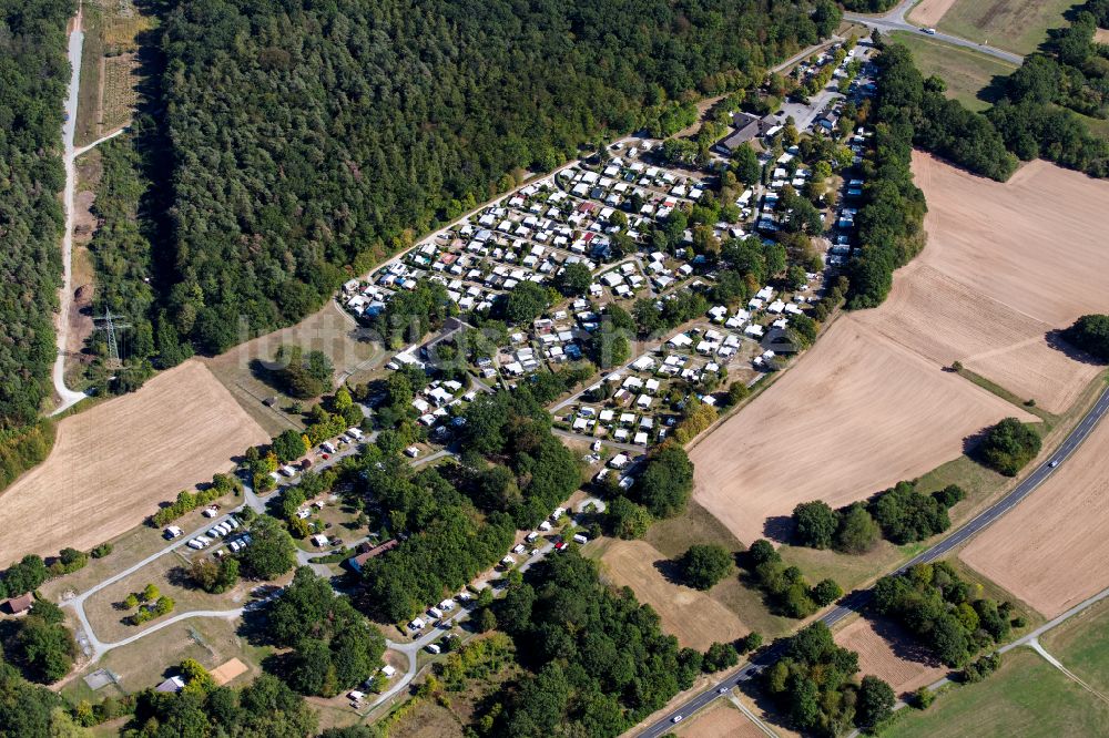 Luftbild Lengfurt - Campingplatz mit Wohnwagen und Zelten im Ortsteil Lengfurt in Triefenstein im Bundesland Bayern, Deutschland