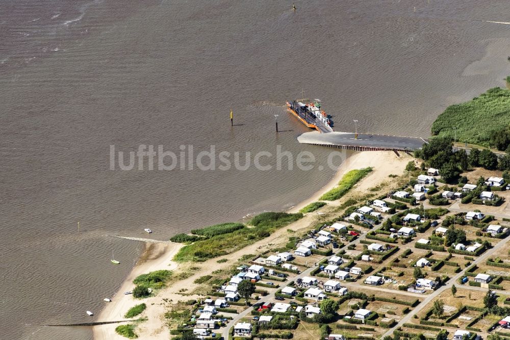 Luftaufnahme Sandstedt - Campingplatz mit Wohnwagen und Zelten in Sandstedt im Bundesland Niedersachsen, Deutschland