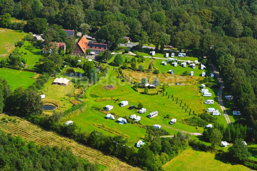 Luftbild Telgte - Campingplatz mit Wohnwagen und Zelten in Telgte im Bundesland Nordrhein-Westfalen, Deutschland