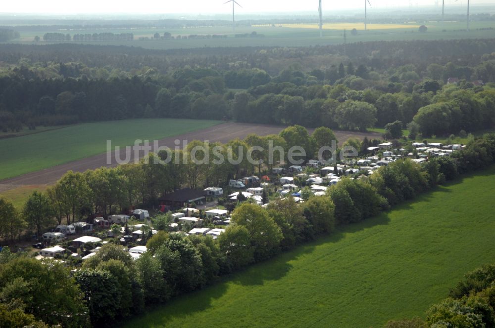 Luftbild Tiefensee - Campingplatz mit Wohnwagen und Zelten in Tiefensee im Bundesland Brandenburg, Deutschland