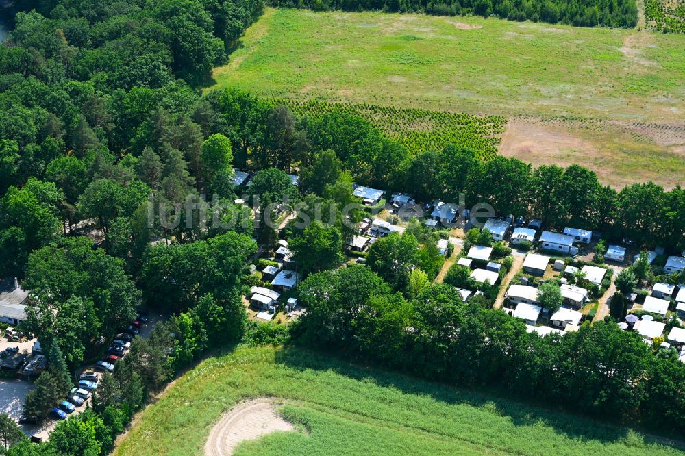 Luftbild Tiefensee - Campingplatz mit Wohnwagen und Zelten in Tiefensee im Bundesland Brandenburg, Deutschland