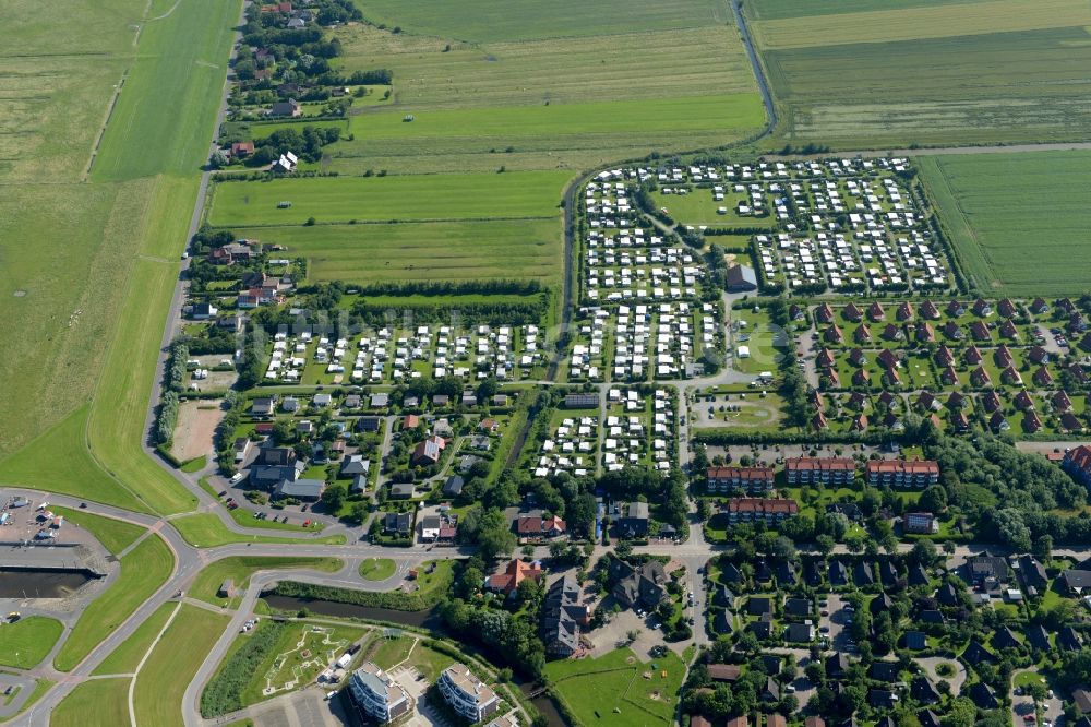 Luftbild Wurster Nordseeküste - Campingplatz mit Wohnwagen und Zelten in Wurster Nordseeküste im Bundesland Niedersachsen