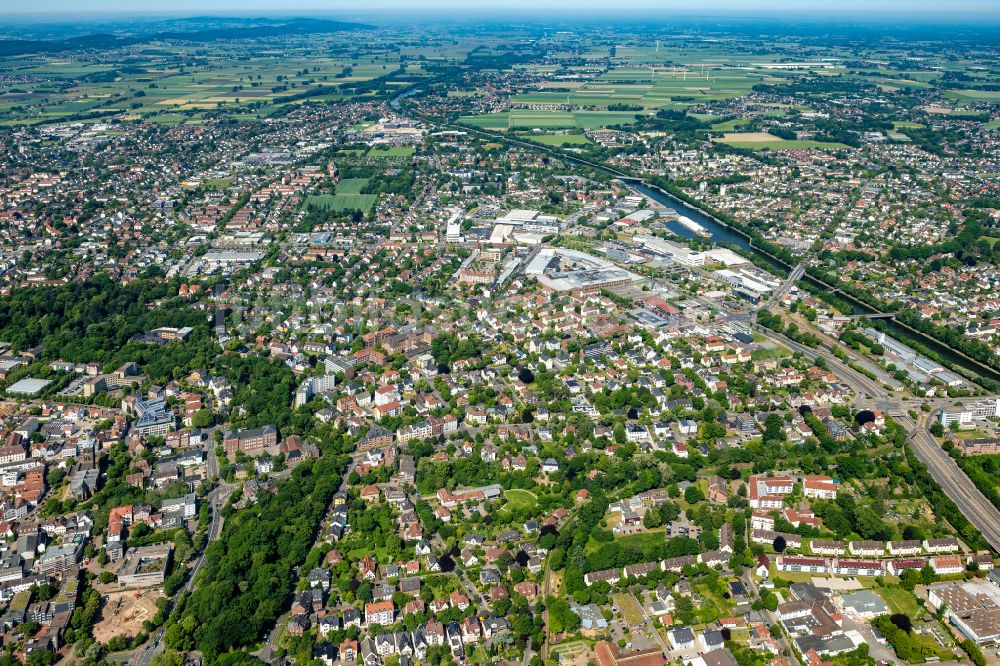 Luftaufnahme Minden - Campus- Gebäude der Fachhochschule HSBI Campus Minden in Minden im Bundesland Nordrhein-Westfalen, Deutschland