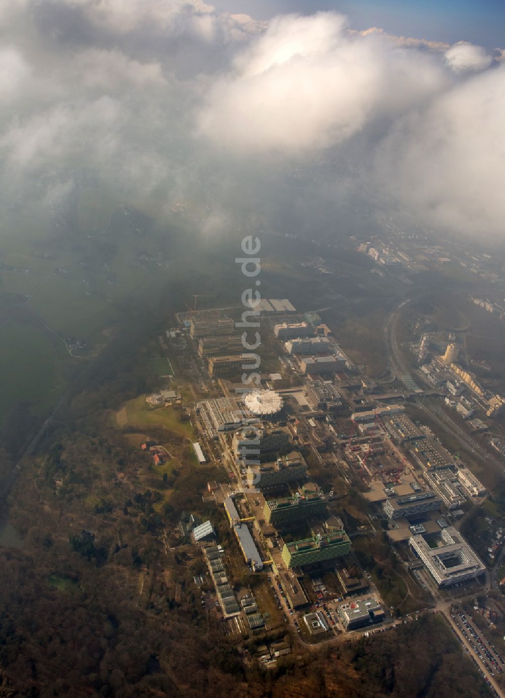 Bochum von oben - Campus- Gebäude der Ruhr-Universität in Bochum im Bundesland Nordrhein-Westfalen